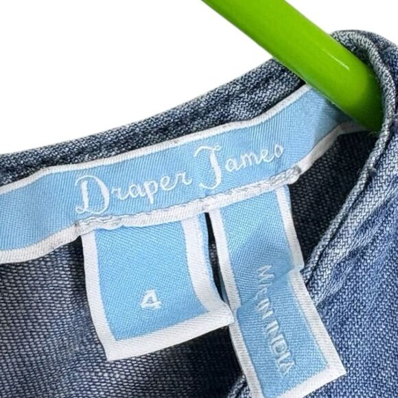 Draper James Faux Wrap Chambray Party Minimalist Boho Festival Mini Dress 4 - Picture 5 of 7